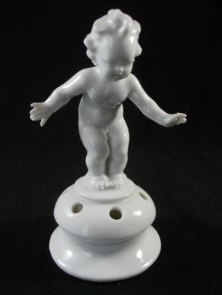Nude Putti Cherub Angel Flower Frog German Germany Porcelain Figurine