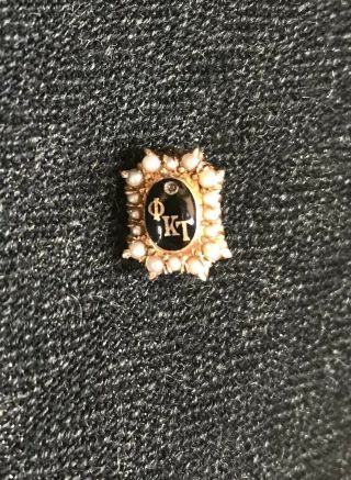 10k Vintage Yellow Gold Phi Kappa Tau Seed Pearl Pin Fraternity/sorority