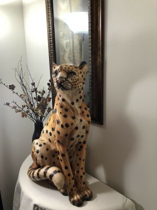 Realistic Big Cat Cheetah Resin Figurine Statue 25x18