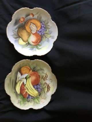 Two Vintage Decorative Wall Hanging Plates Of Various Fruits