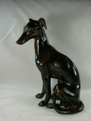 Bronze Casting Of Italian Greyhound Whippet Patina Unsigned