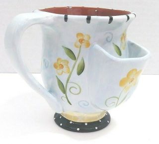 Bella Casa By Ganz Tea Pocket Cup W/tea Bag Holder Yellow Daisy 4 3/4 " X 4 1/2 "