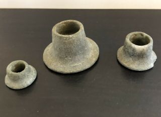 Pre - Columbian,  Mexico,  Mayan Set Of 3 Green Stone Ear Spools, 3