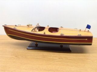 Vintage 19 " Chris - Craft Wood Model Boat Ship Built Kit Display Stand