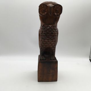 12 " Large Wooden Owl Statue Hand Carved Sculpture Vintage Figurine Home Decor