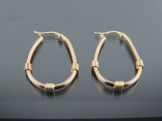 Vintage 9ct Gold Fancy Hoop Earrings C.  1990