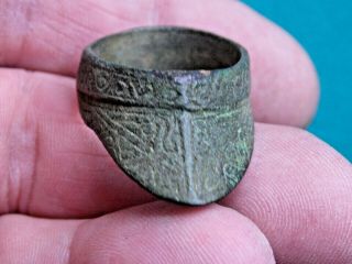 Rare Medieval Bronze Decorated Archers Ring Metal Detecting Finds