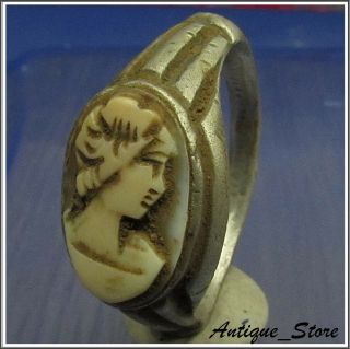 Helena Mother Of Constantine The Great Ancient Silver Roman Ring Cameo