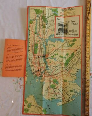Orig Ca.  1937 York City Nyc Subway Rapid Transit 9x17 Map Brooklyn