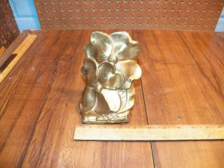 Vintage Pm Craftsman Dogwood Flower Brass Coated Bookend