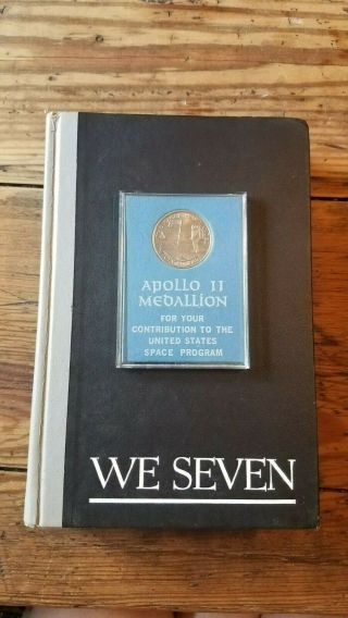 1969 Apollo 11 Mfa Flown Metal Medallion And 1962 We Seven By The Austronauts