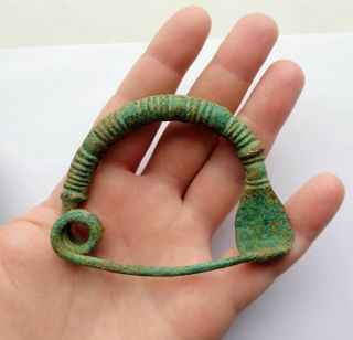 Bronze Age Ornamented Fibula,  1200 - 800 B.  C.  Large,  Intact,  Rare