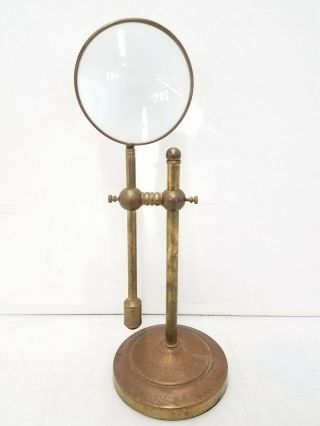 Vintage Brass Adjustable Magnifying Glass W/ Stand Unbranded