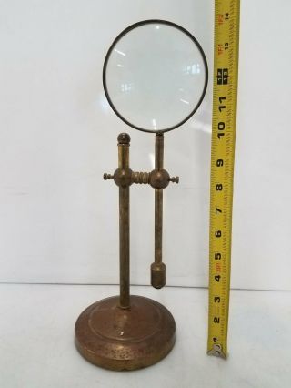 Vintage Brass Adjustable Magnifying Glass w/ Stand Unbranded 2