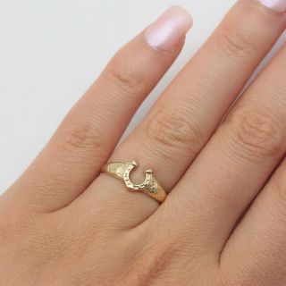 Vintage Solid 9ct Yellow Gold Horse Shoe Ring,  Size M 1/2 Hallmarked London 1982