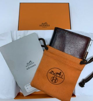 Vintage Hermes Sterling Pen With Leather Date Book,  Address Book,  Pouch,  Box