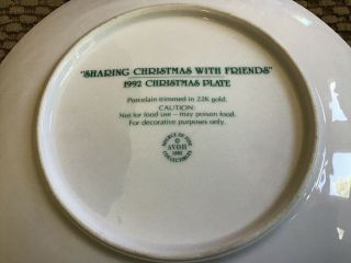 Avon - 1992 Christmas Plate - Sharing Christmas With Friends - 22k Gold Trim 3