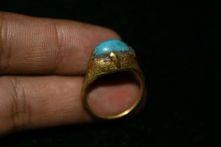 A Very Old Rare Ancient Roman 20k,  Gold Turquoise Ring From Balkh