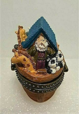 Noah ' s Ark Miniature Trinket Box made of Resin and or Ceramic,  No Makers Marks 2