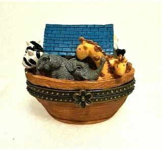 Noah ' s Ark Miniature Trinket Box made of Resin and or Ceramic,  No Makers Marks 3