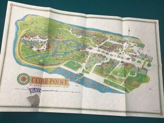 1969 Cedar Point Amusement Park - Giant Souvenir Map Vintage Poster 22 " X 33 "