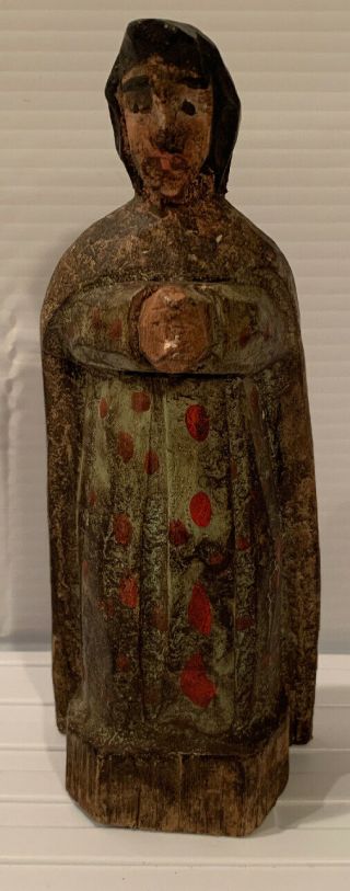 Antique Vintage Hand Carved Wooden Praying Figure Santos (spain?) Primitive Ooak