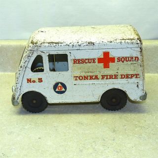 Vintage Tonka Rescue Squad Metro Van,  Cd Civil Defense No.  5,  Pressed Steel