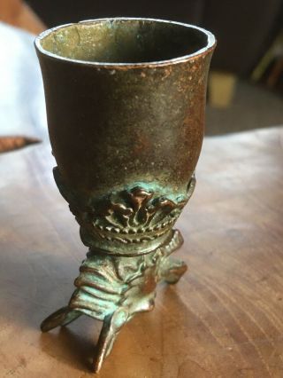 SCARCE ANCIENT CRUSADERS BRONZE WINE CUP DECORATED WITH DRAGON HEAD 1100 AD 3