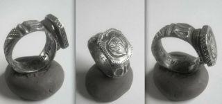 Medieval Knights Crusader Silver Ring From The Hungarian Order Of The Dragon