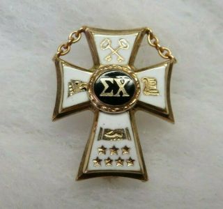 Sigma Chi Cross Fraternity Pin 10k Gold