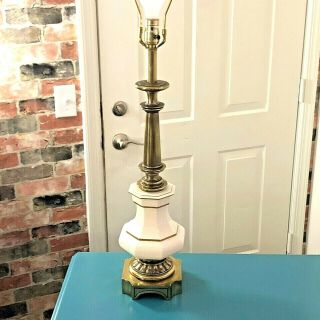 Vintage Stiffel Brass And Porcelain Table Lamp 37 Inches Tall