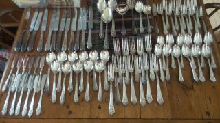 Vintage Silverplate 1847 Rogers,  Marquise Service For 11,  6 Pc Place Setting