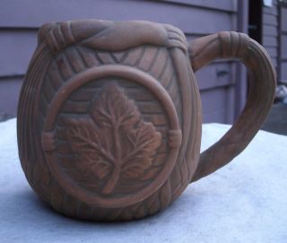 Vintage Maple Leaf Mug Ceramic 1970s Brown Basket Weave Design Ftd Thailand - Cup
