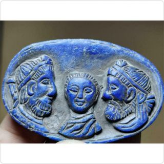 Wonderful Very Old Lapis Lazuli Stone Roman Kings & Queen Relief Tablet 1
