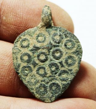 Zurqieh - As17794 - Ancient Roman Bronze Heart Shaped Pendant.  300 - 400 A.  D