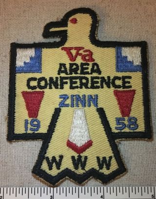 Vintage 1958 Oa Area 5 - A Conference Order Of The Arrow Patch Scout Camp Zinn V - A