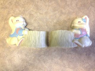 Set of 2 Vintage 1990 Bunny Planters Wall Hangers for Baby ' s Room Nursery 2