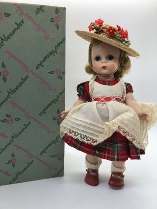 8 " Vintage Madame Alexander Kins Doll In Plaid Outfit 1950s Walker