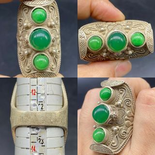 Unique Silver Old Antique Wonderful Jade Stone Lovely Ring