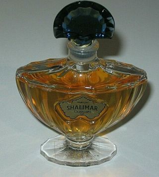 Vintage Guerlain Shalimar Perfume Bottle 1 Oz Open 3/4 Full - 1980s - 4 " Height