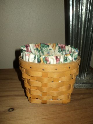 Longaberger Basket Small Hanging 5 X 3.  5 With Cloth Liner Protector 1999 Spring