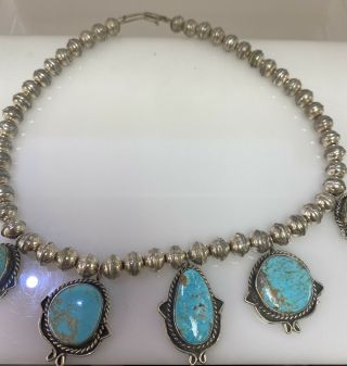 Native Southwest Multi Turquoise Pendant Necklace Sterling Silver Vintage