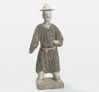 Large Chinese Ming Terracotta Statuette Of An Attendant: Circa 16th Century.