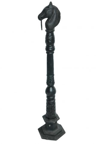 Solid Cast Iron Hitching Post,  Horse With Ring In Mouth