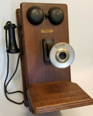 Antique Vintage Western Electric Oak Wall Phone Early 1900 