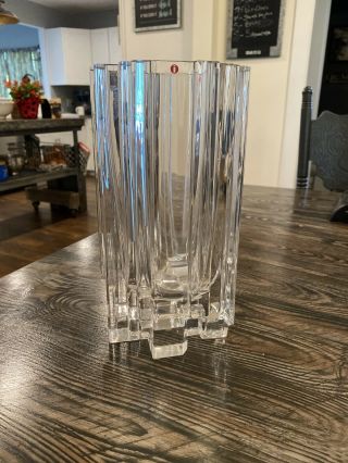 Vintage Iittala Tapio Wirkkala Glass 12” Vase Signed.  Weighs 10.  5 Lbs