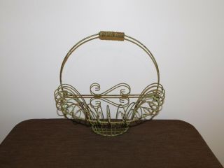 Vintage Antique 16 " Across Metal Wire Wall Hang Garden Basket Planter