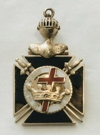 Antique 7.  6 G 10k Gold Knights Templar In Hoc Signo Vinces Pendant Watch Fob