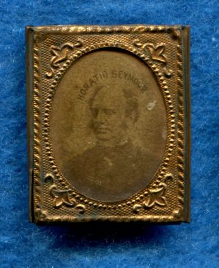 1868 Horatio Seymour Photo Stickpin Presidential Campaign Pin Vs Us Grant