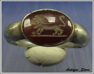 Nemean Lion Ancient Silver Legionary Roman Ring Intaglio